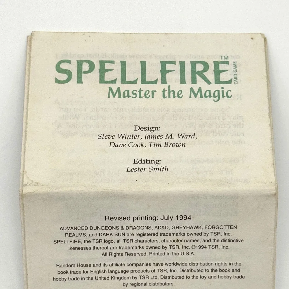 Spellfire Rules Booklet‎ Revised July 1994 AD&D Master the Magic Rare